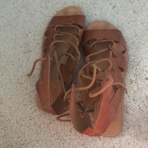 Brown lace up sandals